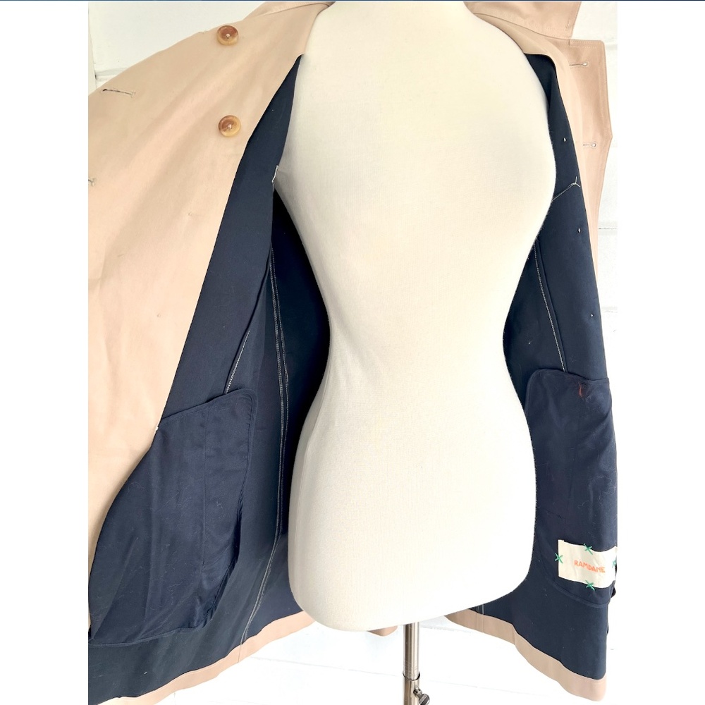 RAMDANE by Ramdame Touhami Trench Coat with Surplus Plaid Buttons - M - Picture 6 of 16